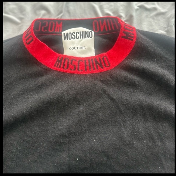 Moschino Men's Sweater in Black with Red Accents Large - Picture 1 of 6
